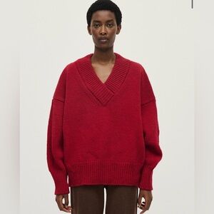 Babaa Women’s V Neck Sweater - no87 cereza